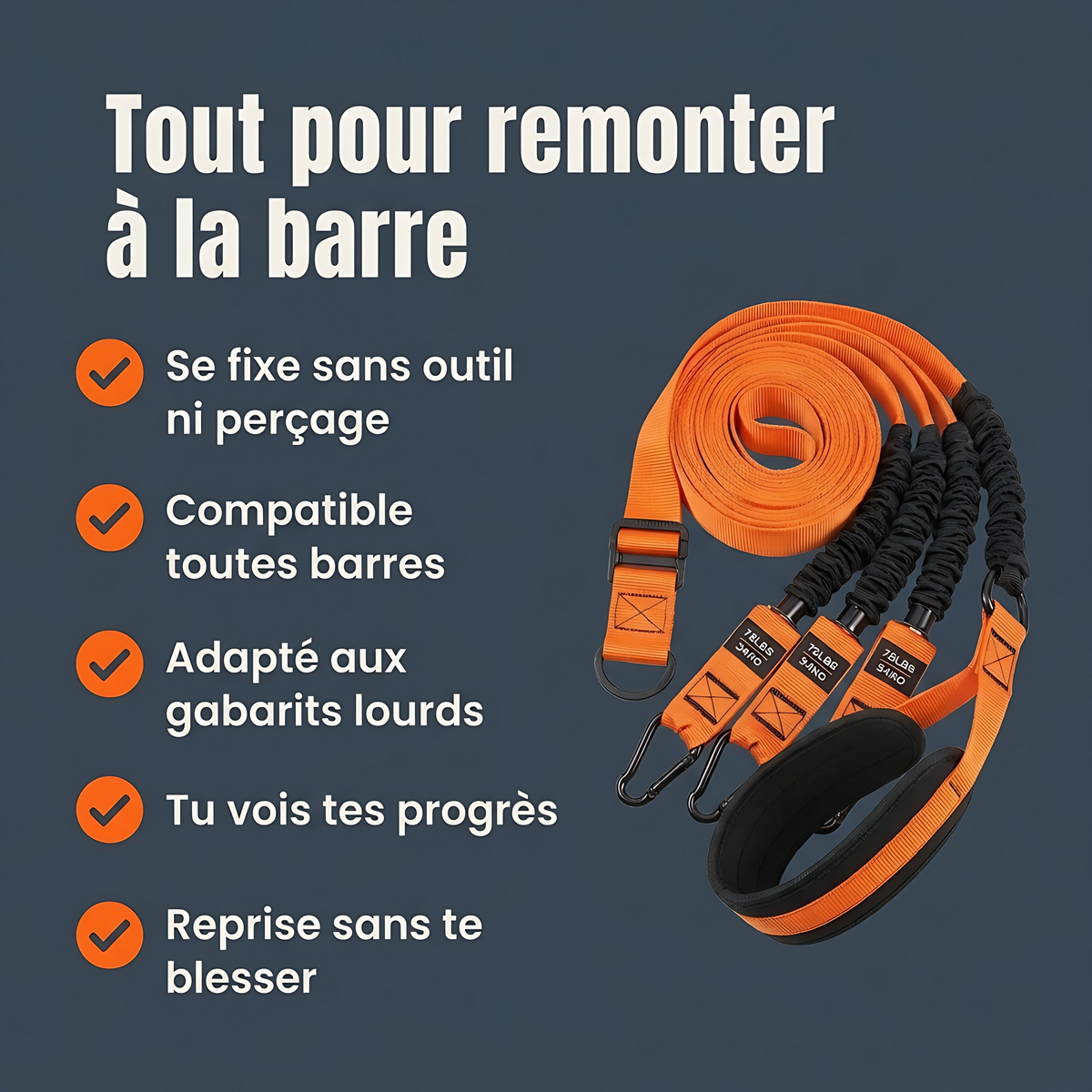 Tout pour remonter à la barre : sans perçage, toutes barres, gabarits lourds